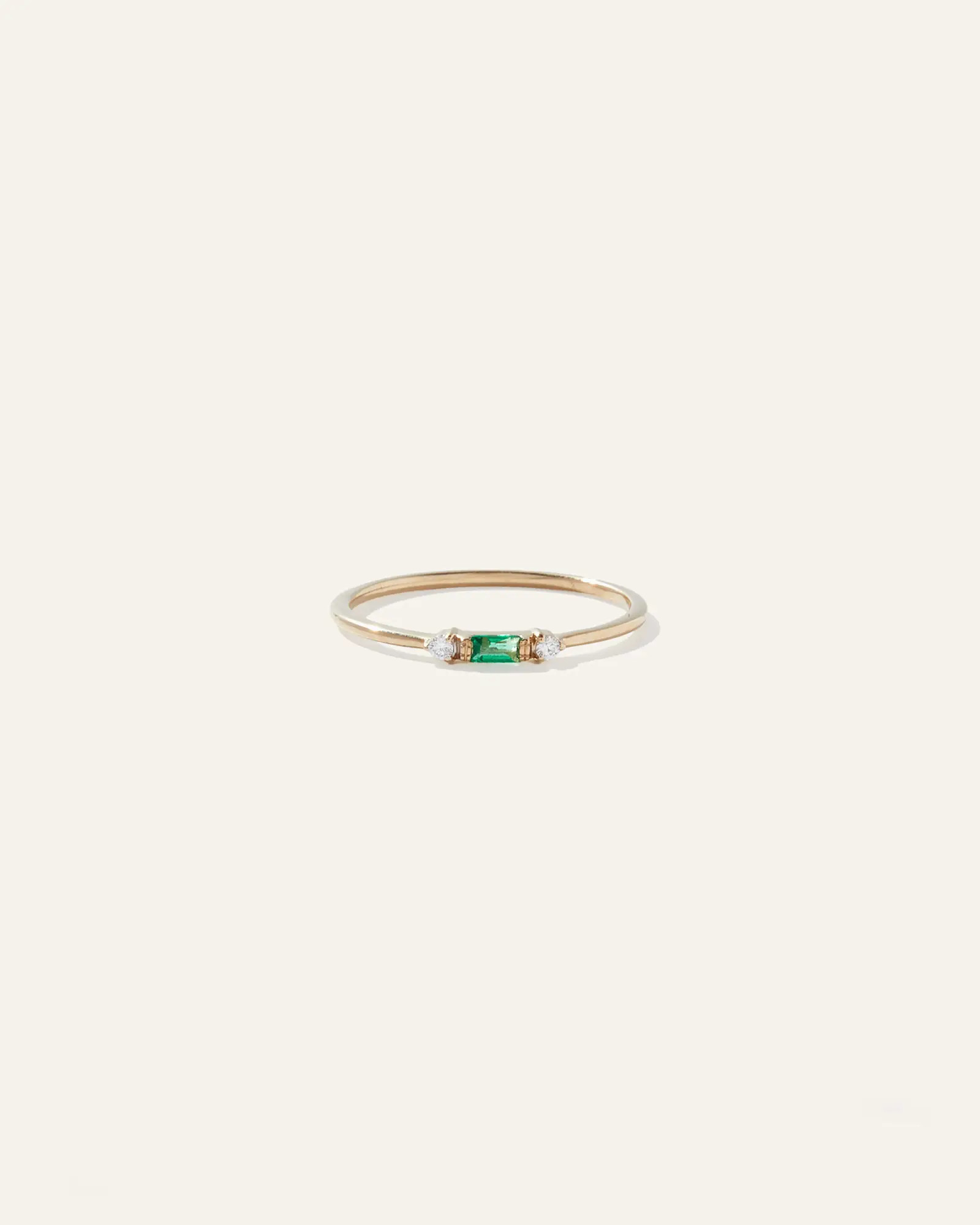 14k Gold Baguette Gemstone with Diamonds Ring | Quince