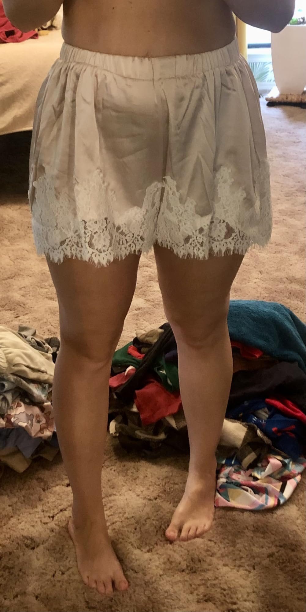 Amiblvowa Women Satin Silk Lace Shorts Low Rise Micro Mini Shorts Coquette Lounge Half Slip Pj Bo... | Amazon (US)