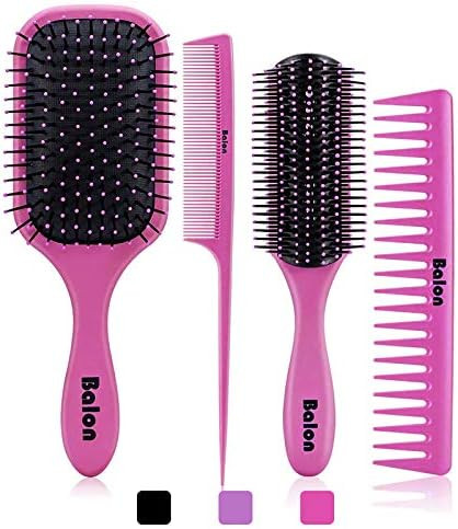 4Pcs Hair Brushes for Women, Hair Comb for Women and Detangling Paddle Brush, Great On Wet or Dry... | Amazon (US)