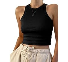 KAMISSY Women Basic Crew Neck Crop Tank Top Solid Rib-Knit Binding Crop Top | Amazon (US)