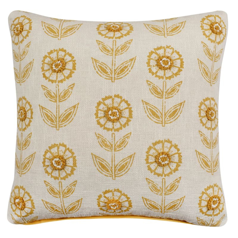 Yellow Dandelion Embroidered Throw Pillow, 18" | At Home