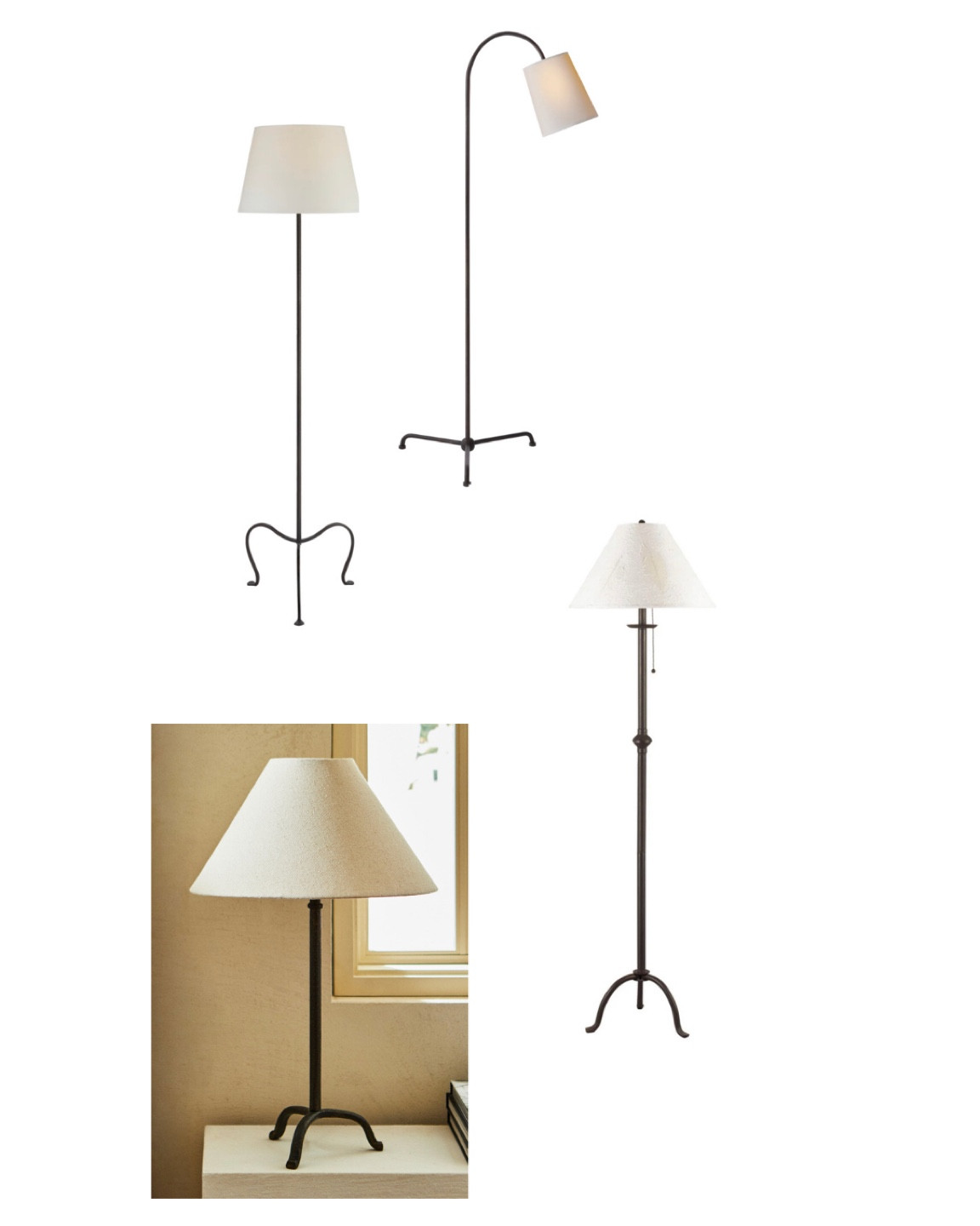 Aged Iron Tripod Lamps. 
(Bottom left is Zara Home)

#LTKhome