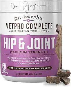 VetPro Dog Hip and Joint Supplement - Pain and Inflammation Relief Chews with Glucosamine, Chondr... | Amazon (US)