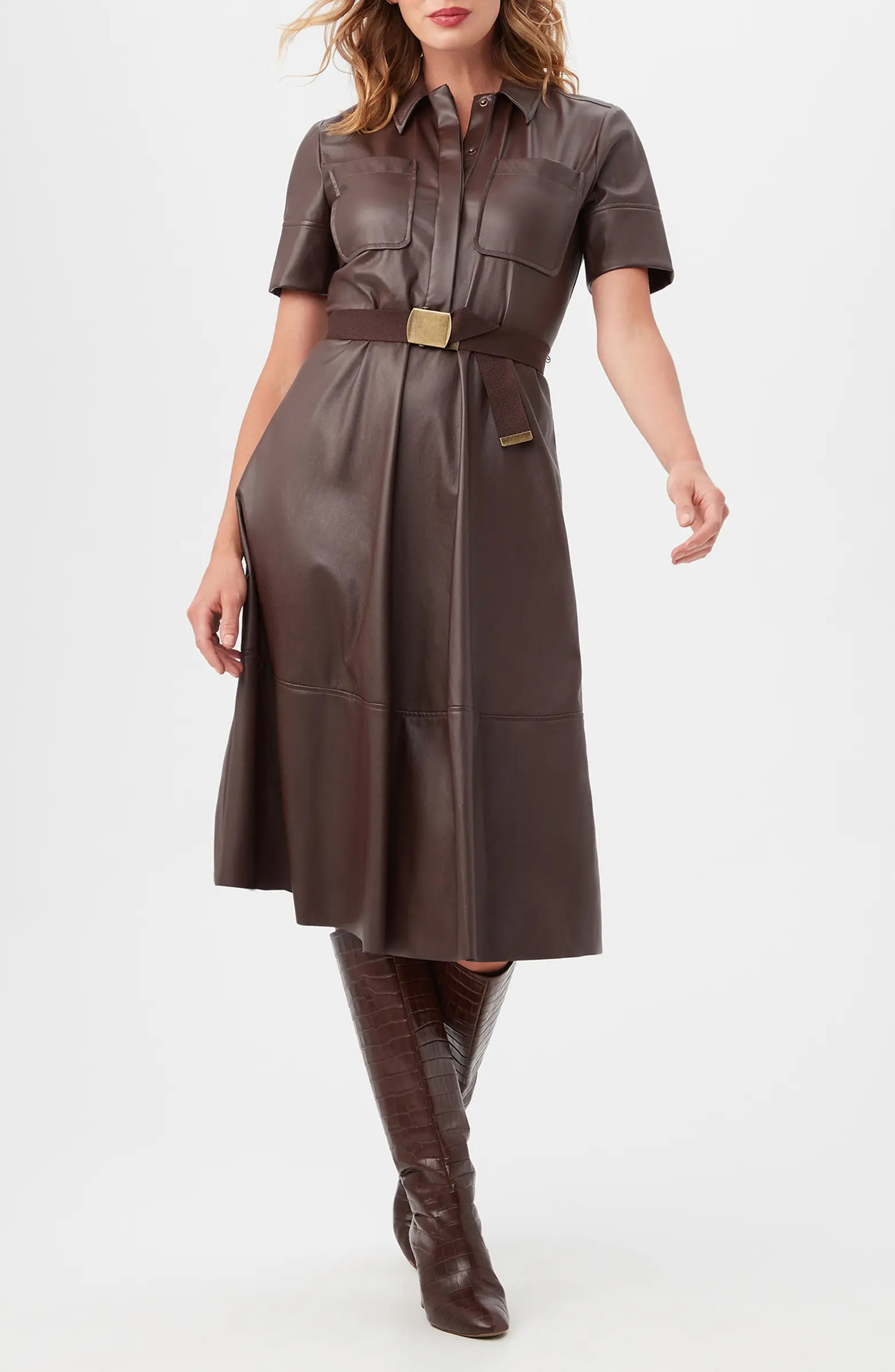 Trina Turk Misola Belted Faux Leather Shirtdress | Nordstromrack | Nordstrom Rack