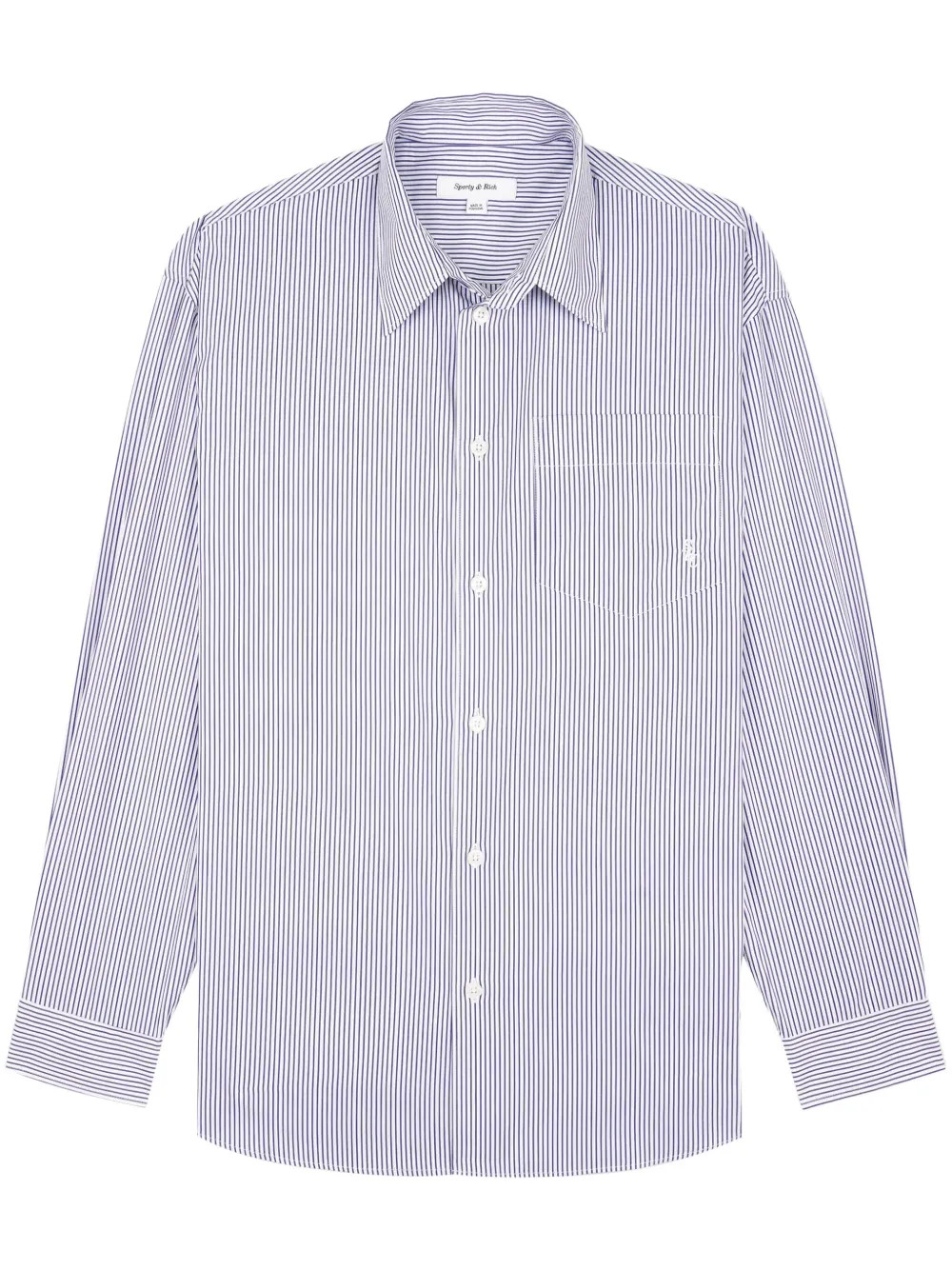 Sporty & Rich logo-embroidered Striped Shirt | Blue | FARFETCH UK | Farfetch Global