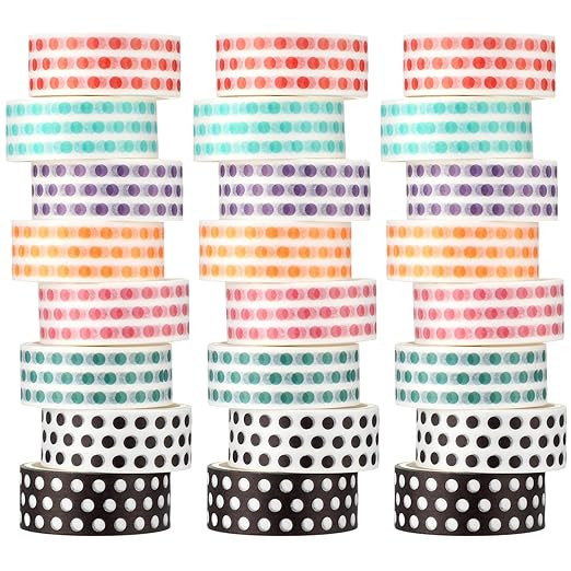 Janlaugh 24 Rolls Polka Dot Washi Tape Gifts Colorful Polka Dot Washi Stickers Bulk for Crafting ... | Amazon (US)