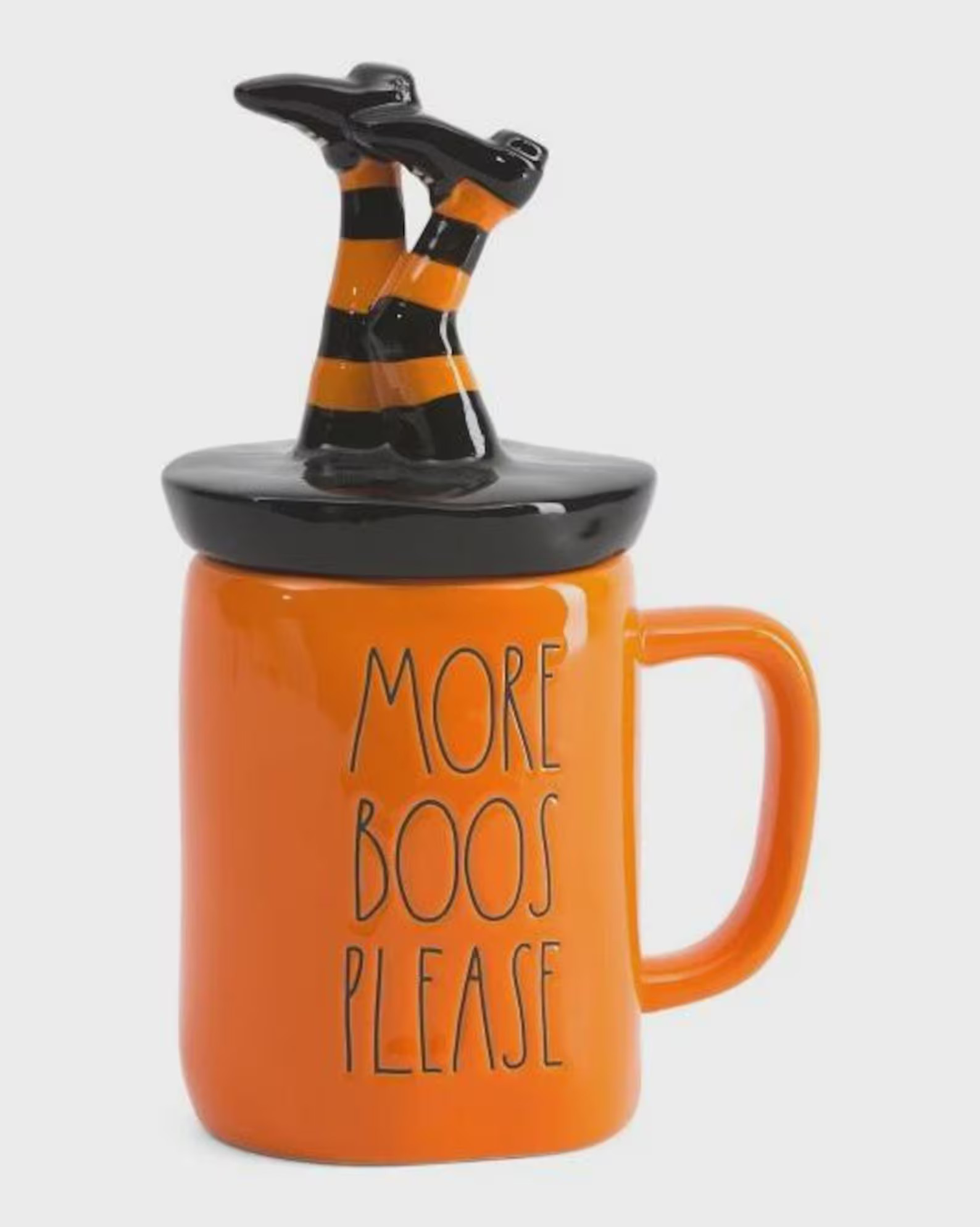 Rae Dunn Halloween Coffee Mug Lid MORE BOOS PLEASE Witches Legs Rae Dunn Authentic Orange Black 2... | Etsy (US)