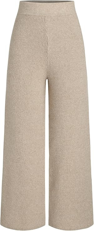 CIDER Lounge Pants Women Wide Leg Mid Waist Ribbed Knit Pants Casual Solid Warm Wool-Blend Sweatp... | Amazon (US)