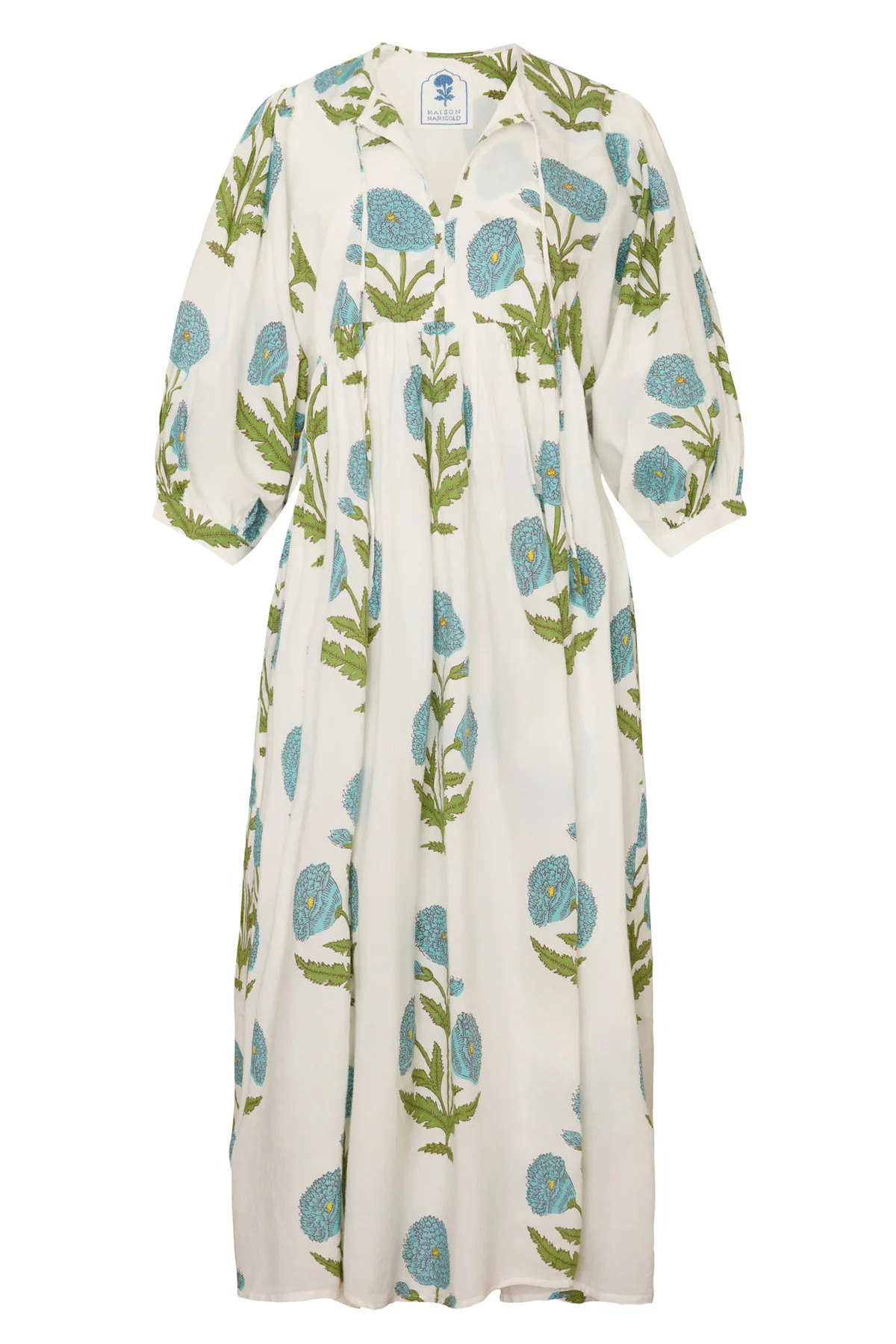 Taj Maxi Dress in Blue Flower | Over The Moon