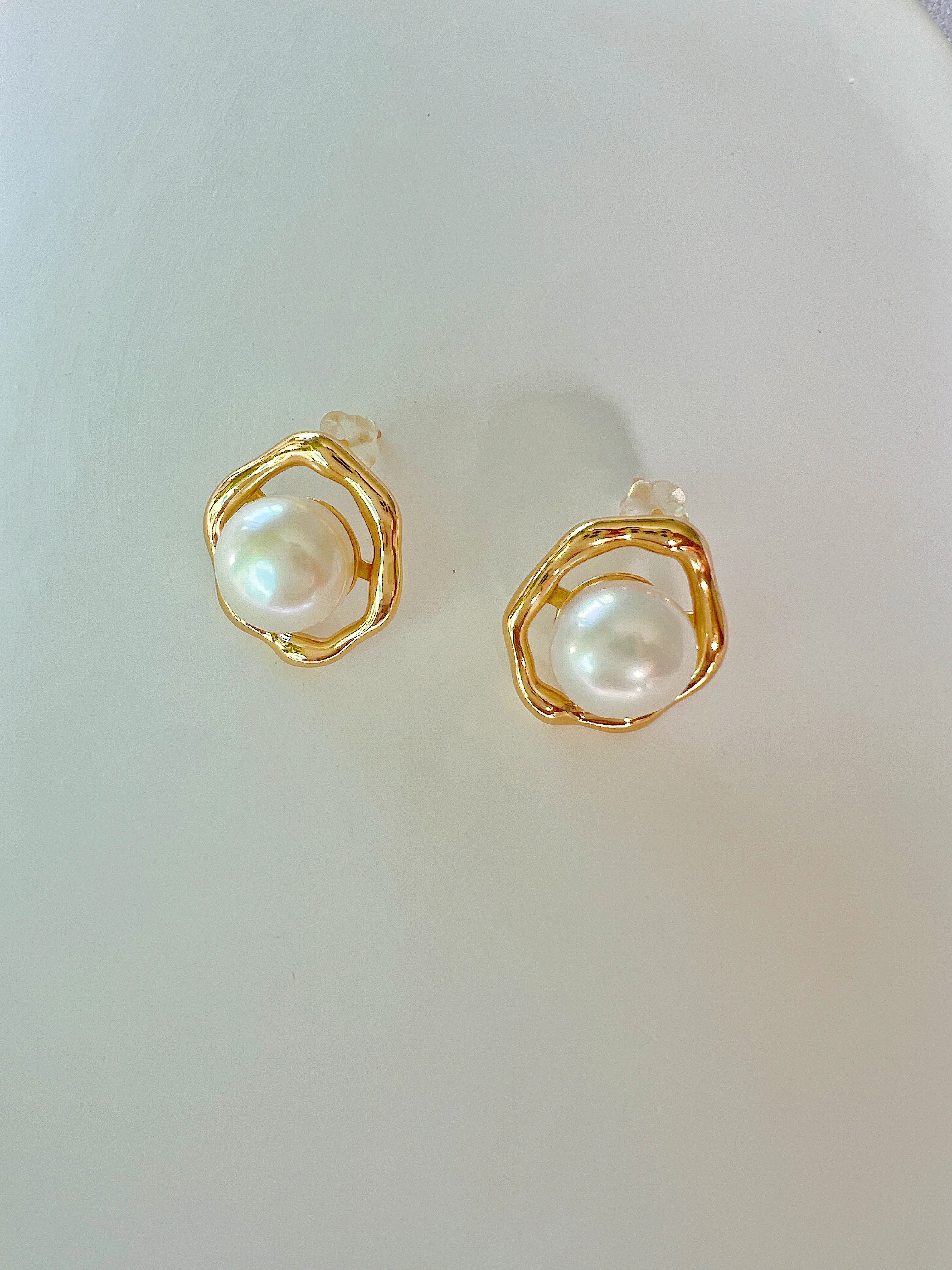 Pearl Halo Earrings - 18k Gold Jewelry by Apelila | Apelila Jewelry