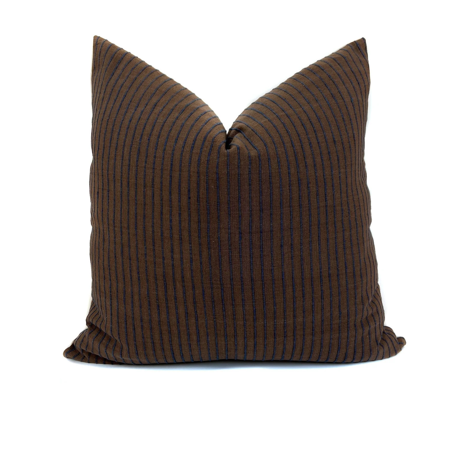 Woven Rust Brown and Navy Cotton Linen Pillow Cover: Minimalist Modern Home Decor PREORDER | Etsy (US)