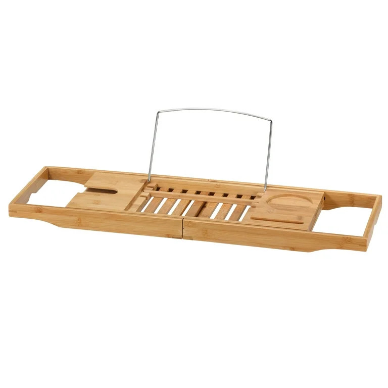 Cortesi Home Evelyn Natural Bamboo Bathtub Caddy With Extending Sides, 27.5" Wide | Walmart (US)