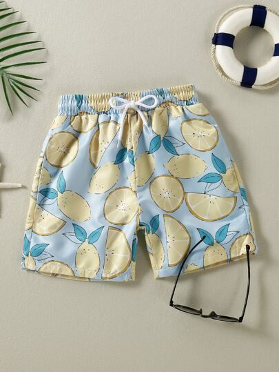 Toddler Boys Lemon Print Swim Shorts | SHEIN