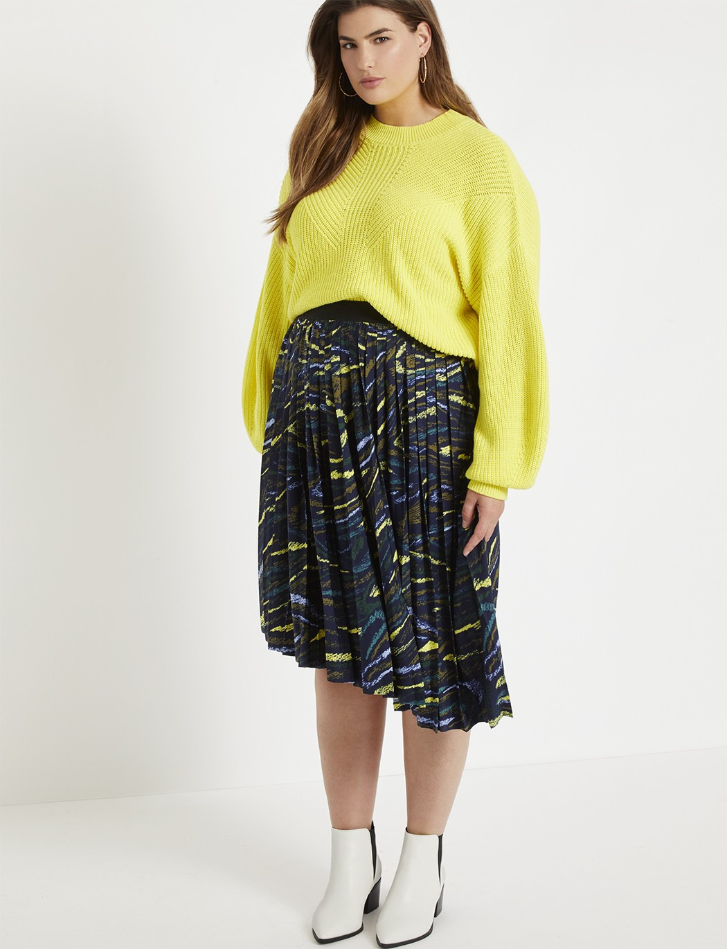 Asymmetric Pleated Skirt | Eloquii