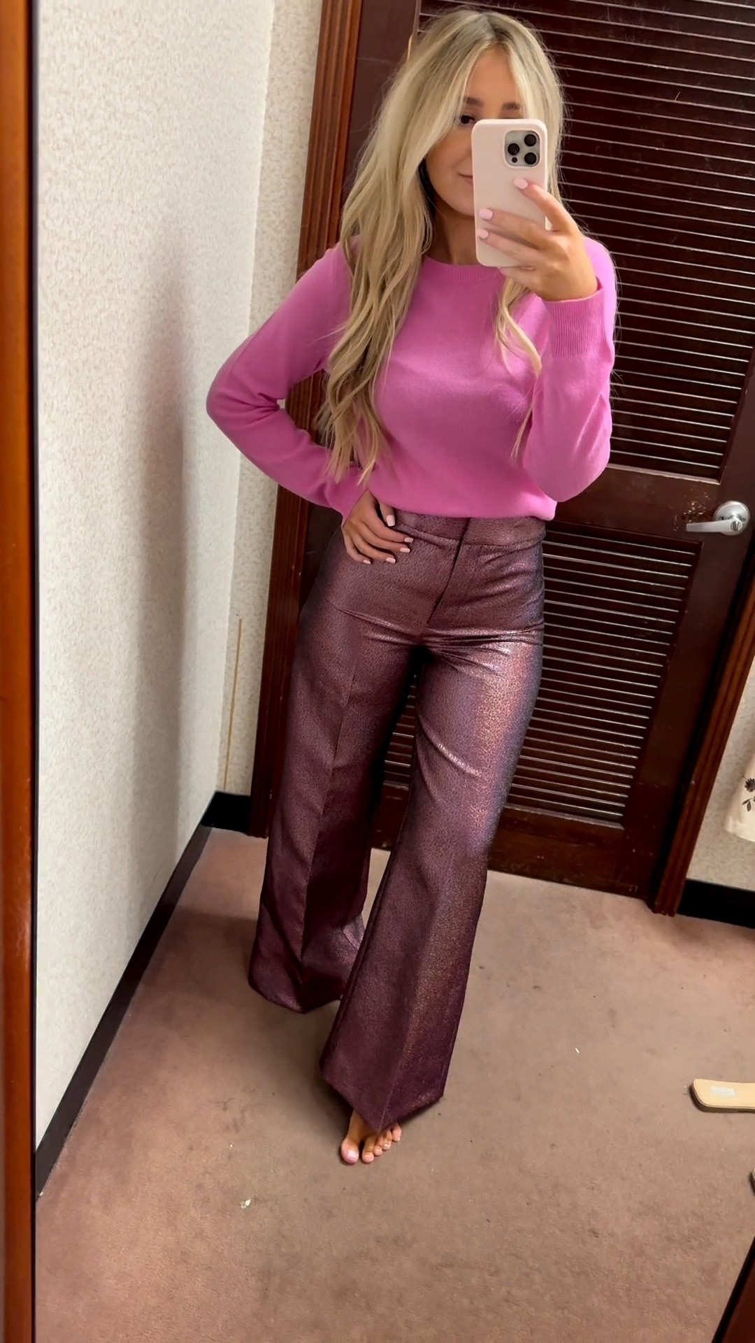 barbie holiday look ✨

office holiday party outfit | corporate style | christmas party outfit | dillard’s finds | antonio melani | the nat note | metallic pants | pink cashmere sweater | hot pink sweater | new year’s eve outfit 