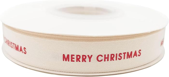 Cotton Christmas Ribbon - Warm White, Letter Print, 5/8' x 20 Yards - Perfect for Gift Wrapping &... | Amazon (US)