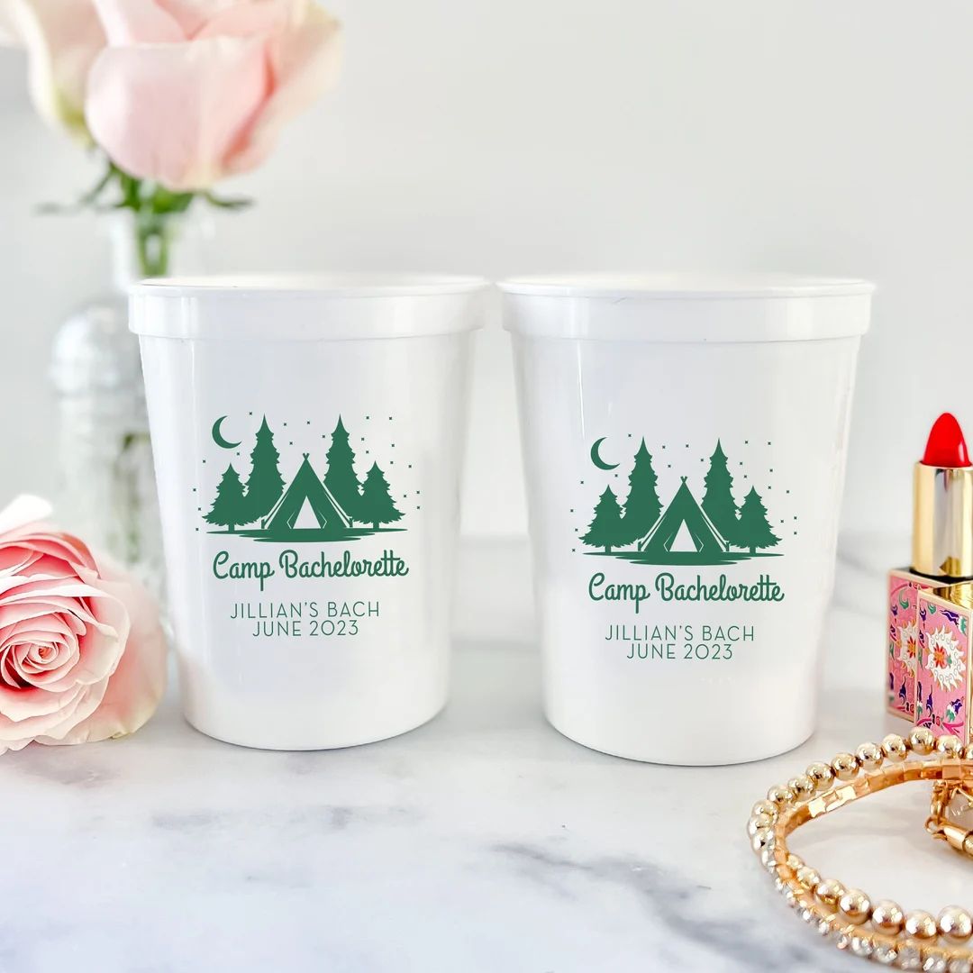 Camp Bachelorette Personalized Stadium Plastic Cups Bachelorette Party Camping Bachelorette Weeke... | Etsy (US)