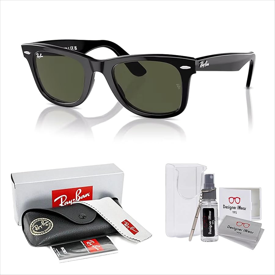 Ray-Ban RB2140 WAYFARER Square Sunglasses For Men For Women+BUNDLE with ACCESSORY EYEWEAR KIT | Amazon (US)