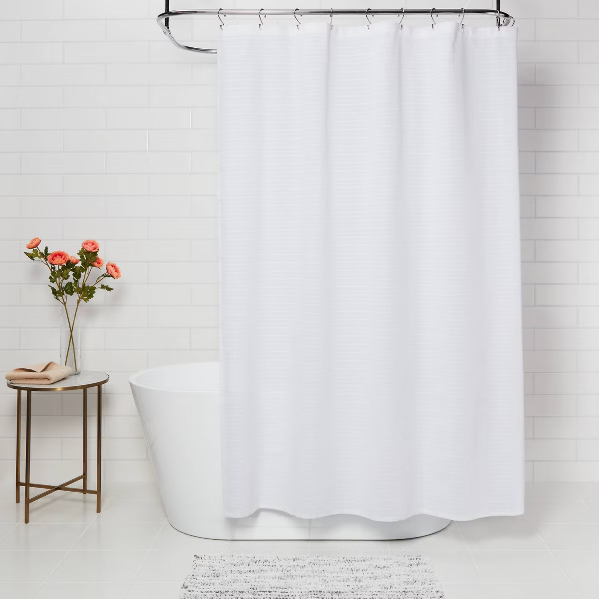 Woven Stripe Shower Curtain White - Threshold™ | Target