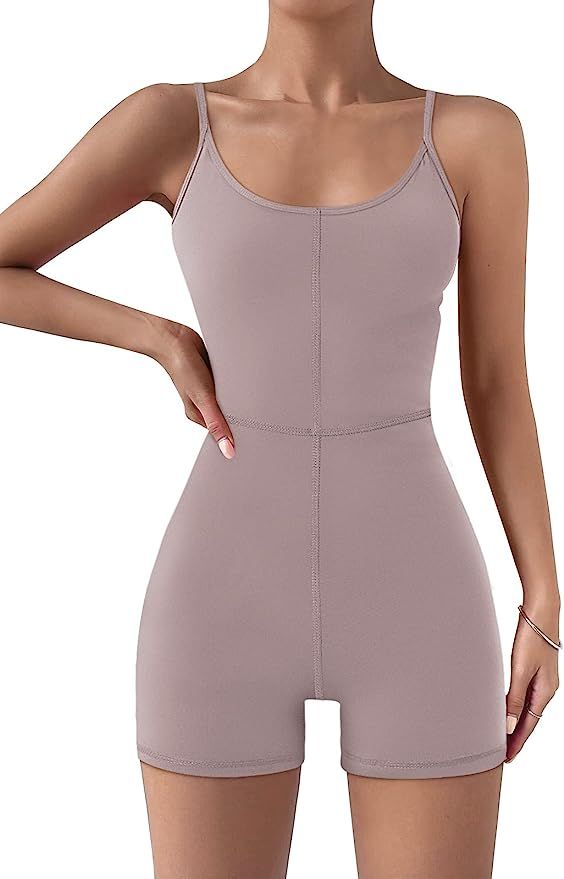 AUTOMET Womens Sexy Unitard Bodysuit Workout Rompers One Piece Summer Outfits Shorts Jumpsuits Gy... | Amazon (US)
