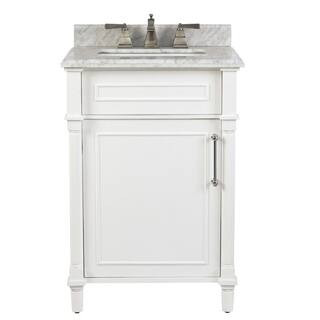 Home Decorators Collection Aberdeen 24 in. W x 20 in. D x 34.5 in. H Bath Vanity in White with Wh... | The Home Depot