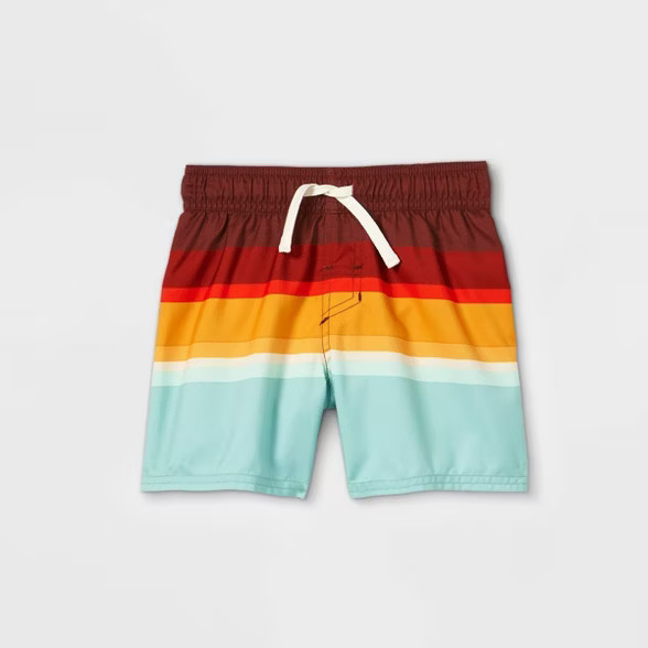 Toddler Boys' Colorblock Swim Shorts - Cat & Jack™ Red | Target