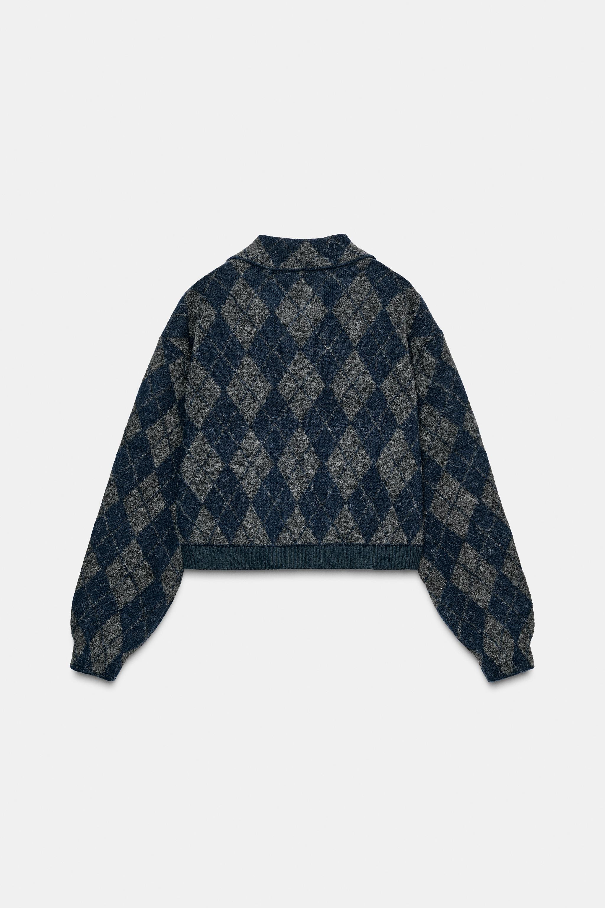 ARGYLE KNIT BOMBER JACKET | Zara US