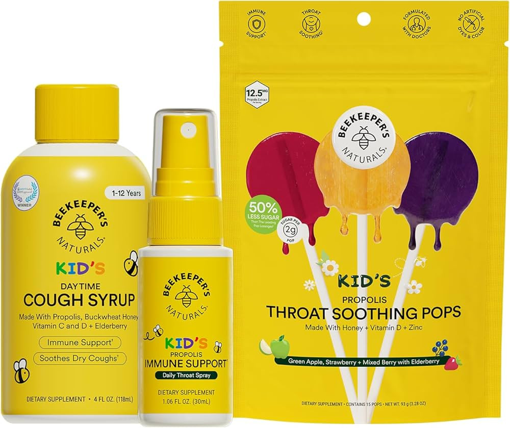 Beekeeper's Naturals Kid's Immune Support Essentials | Kid's Propolis Throat Spray - Propolis Hon... | Amazon (US)