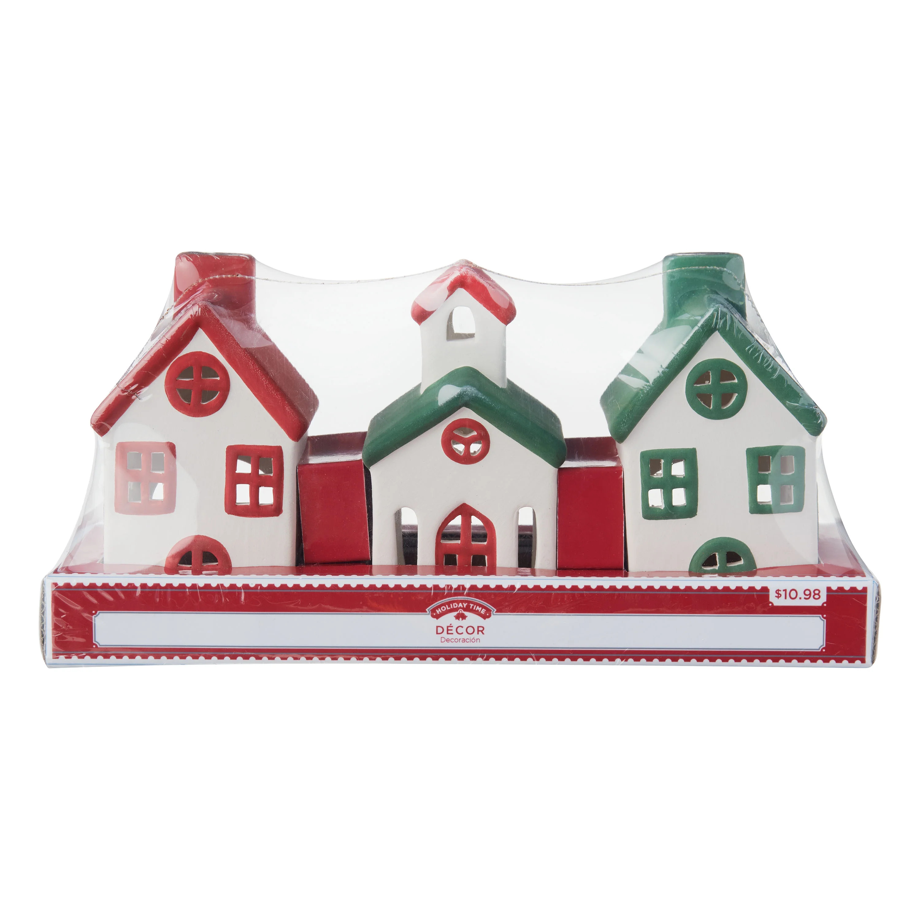 Holiday Time Set of 3 Small Ceramic House Tabletop Décor - Walmart.com | Walmart (US)