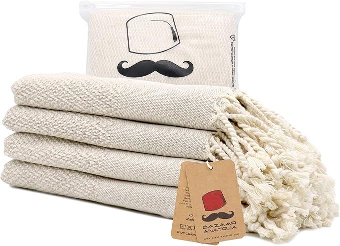 Turkish Hand Towels Set of 4 Acacia Bath Towel 100% Cotton 41x20 Boho Farmhouse Decor Bathroom To... | Amazon (US)