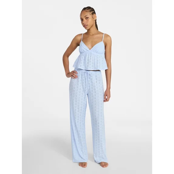No Boundaries Eyelet Cami and Pants Sleep Set, 2-Piece, Women's XS-XXL | Walmart (US)