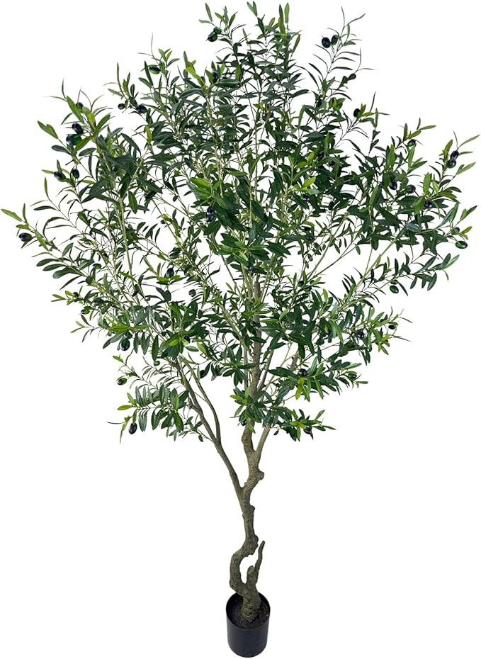 Artificial Tree Faux Olive Tree 8ft(3198leaves) Tall Fake Olive Plant in Pot Fake Silk Tree Faux ... | Amazon (US)