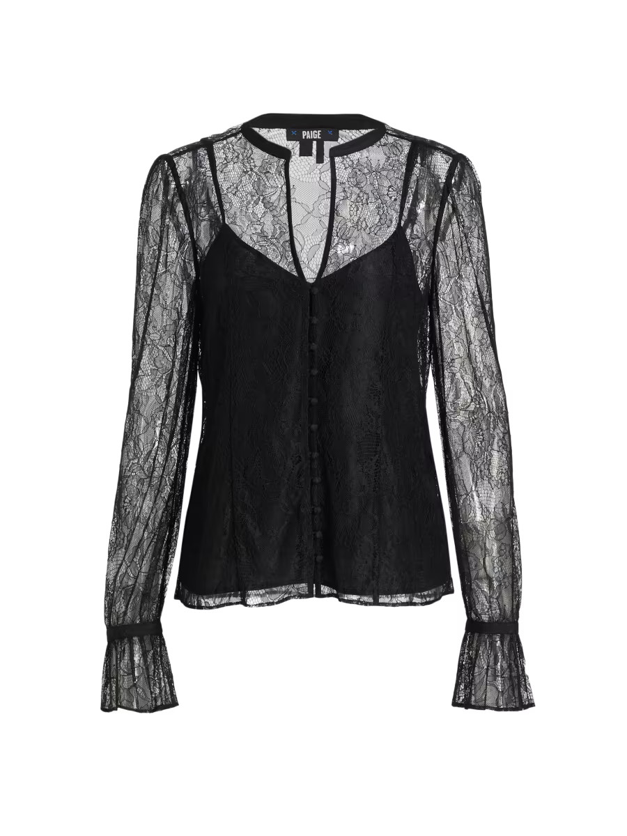 Paige Saldana Lace Button-Front Blouse | Saks Fifth Avenue