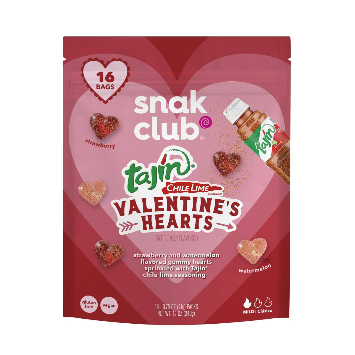 Snak Club Tajin Valentine's Classroom Exchange Heart Gummies Multi-Pack Candies - 12oz/16ct | Target