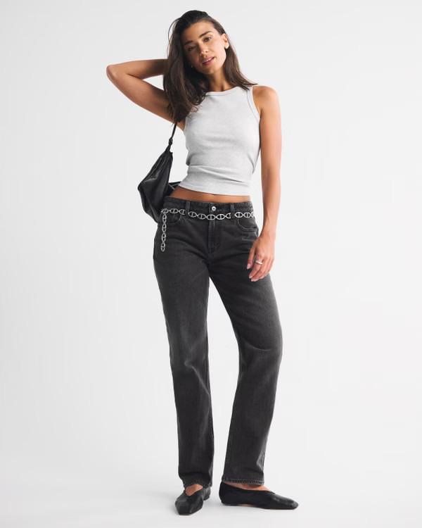 Women's Curve Love Mid Rise 90s Straight Jean | Women's Bottoms | Abercrombie.com | Abercrombie & Fitch (US)