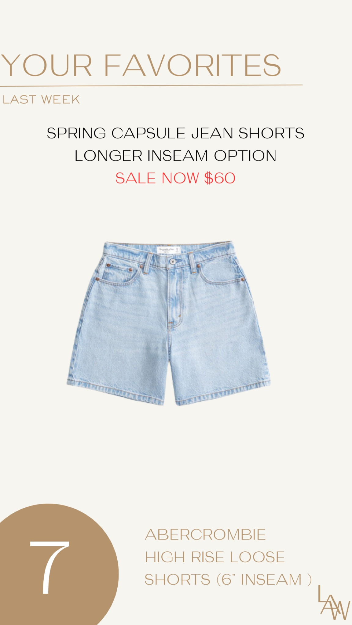 Best Sellers: Abercrombie Jean Shorts (6” inseam)

#LTKstyletip #LTKfindsunder100 #LTKsalealert