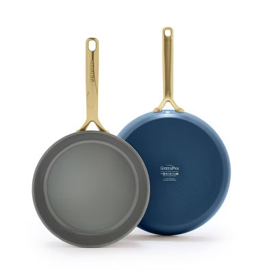 GreenPan GP5 2pk (9.5" and 11") Hard Anodized Ceramic Nonstick Fry Pan Set Marine Blue: Stainless Steel Handles, Dishwasher-Safe | Target