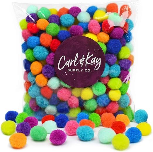 Carl & Kay [250 Pcs] 1 Inch Pom Poms in Bright & Bold Assorted Colors | Craft Pom Pom Balls | Pom... | Amazon (US)