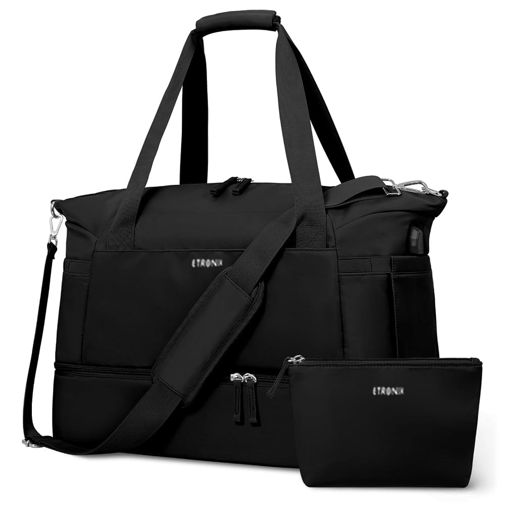ETRONIK Gym Bag for Women, 35L Personal Item Travel Bag with Shoes Compartment, Weekender Overnig... | Amazon (US)