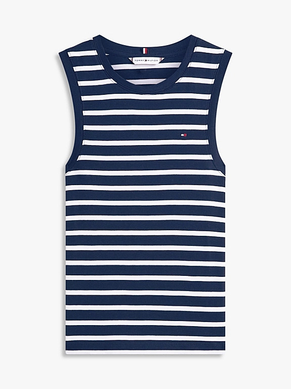 Slim Crew Neck Tank Top | Blue | Tommy Hilfiger | Tommy Hilfiger UK