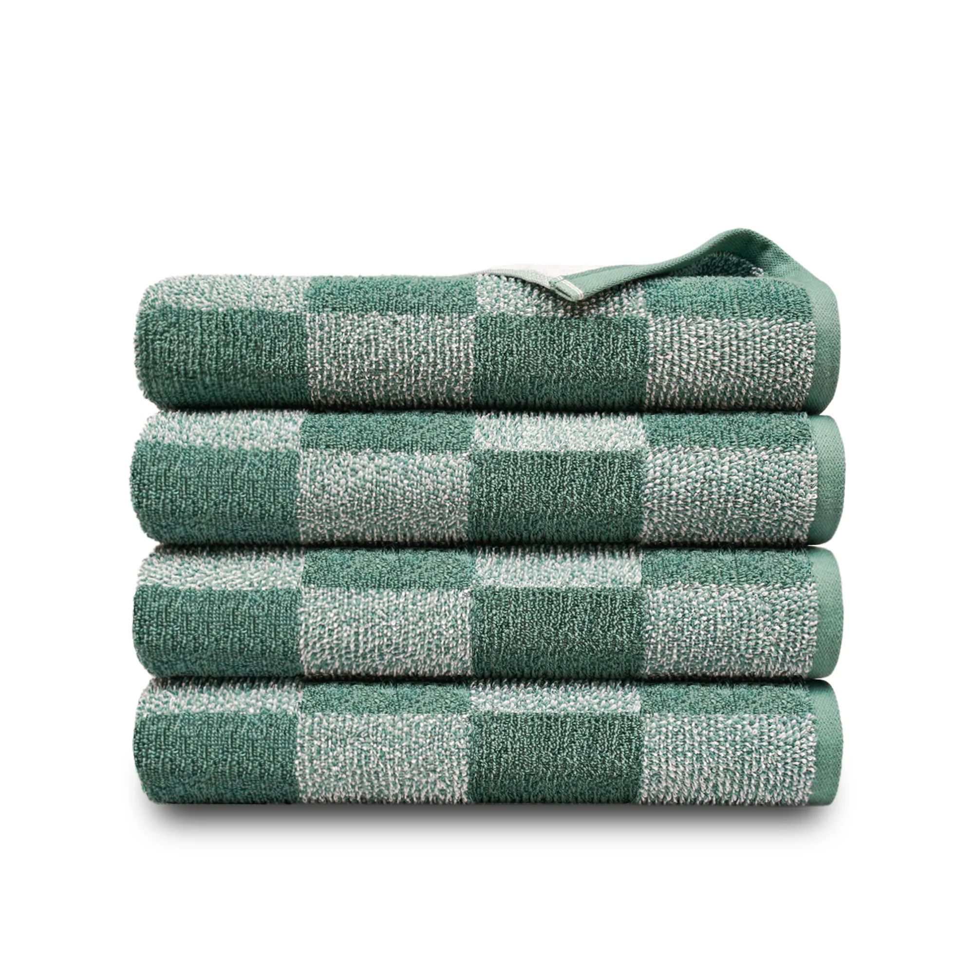 Mainstays Performance Checkered Bath Towel, 54" x 30", Sage - Pack of 4 | Walmart (US)