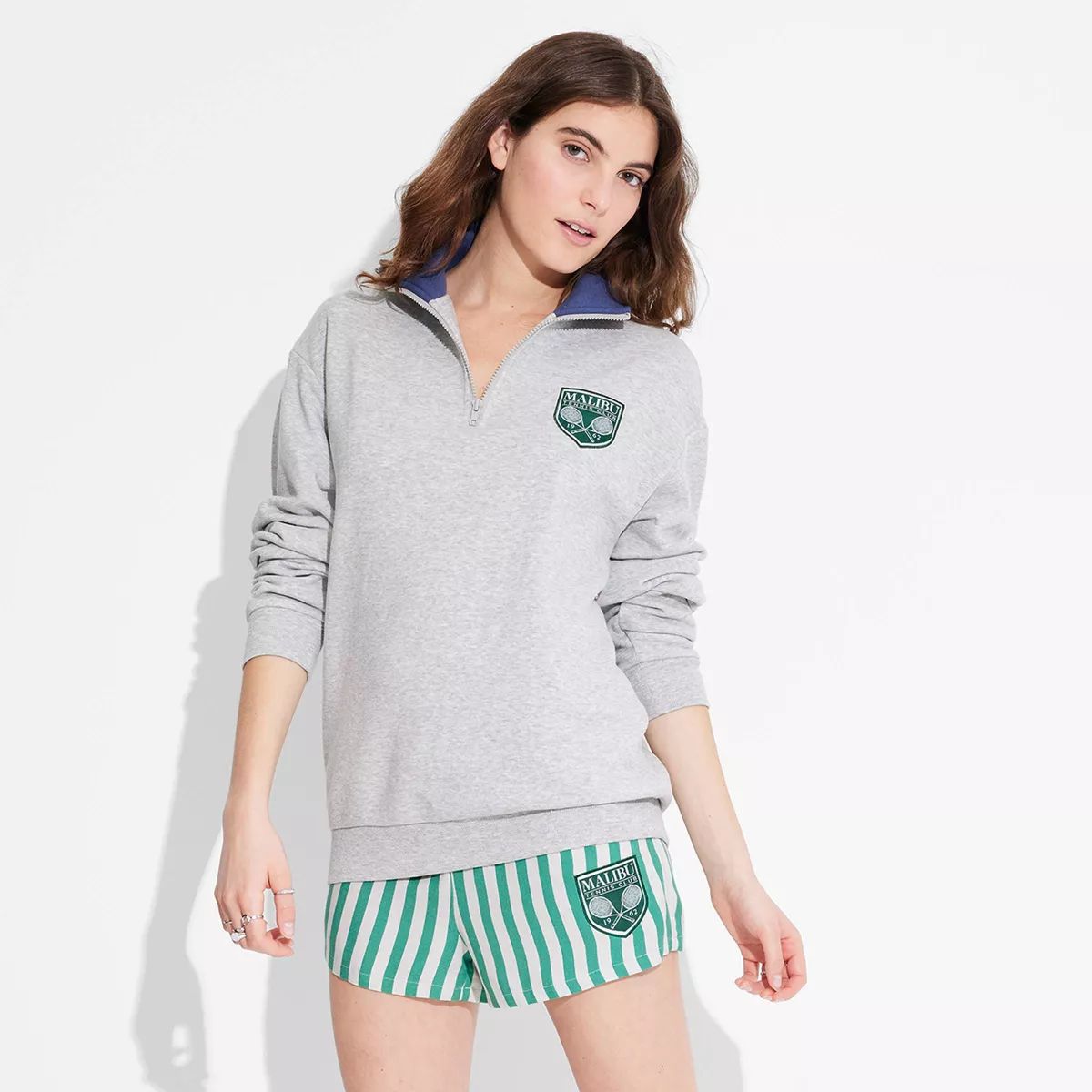 Women's Malibu Tennis Club Graphic Sweatshirt - Heather Gray XS | Target