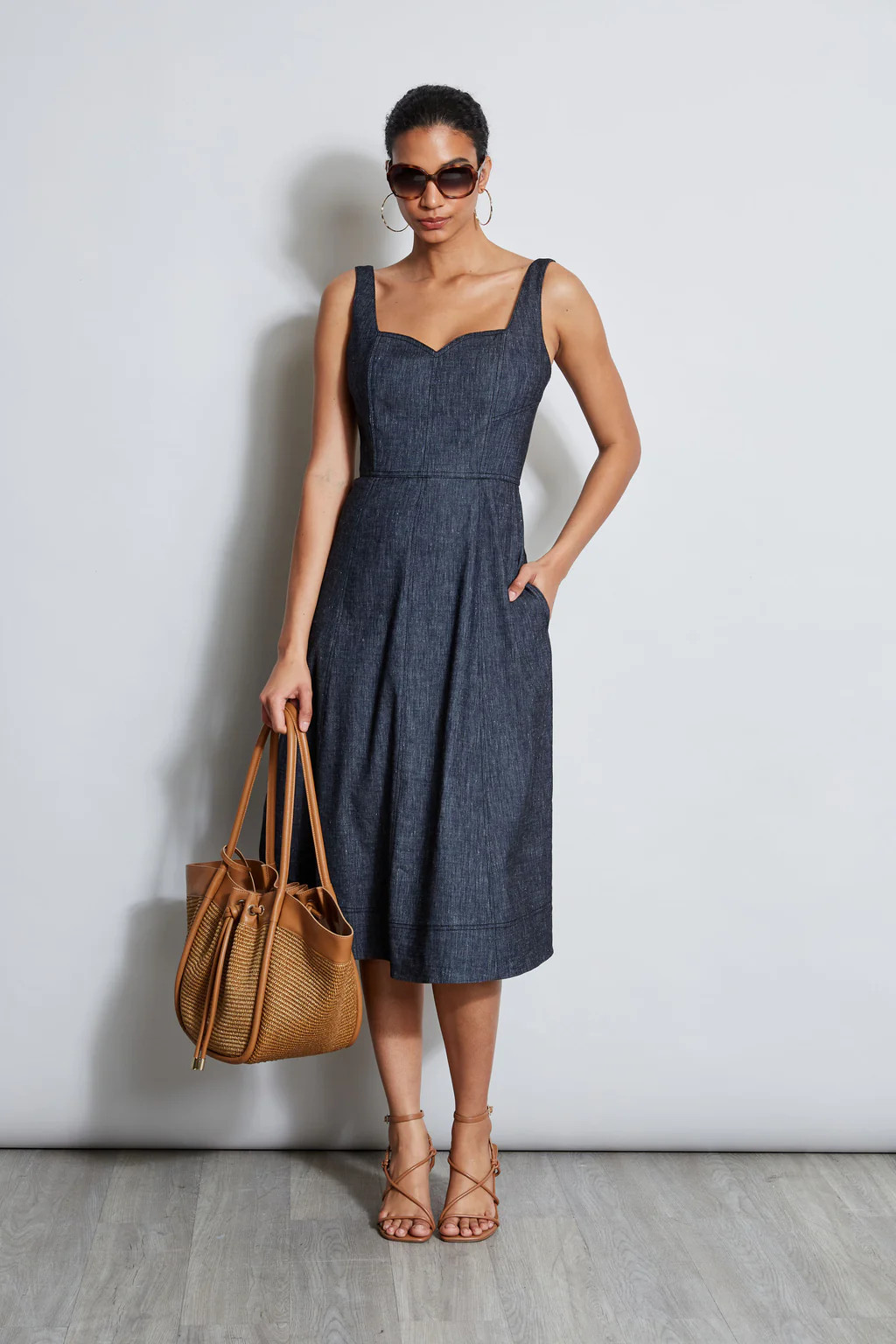 Linen Fit & Flare Contour Dress | Elie Tahari