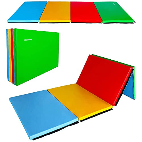 BalanceFrom All Purpose 4'x10'x2" Extra Thick High Density Anti Tear Gymnastics Gym Folding Exercise Aerobics Mats, Multi-Color | Amazon (US)