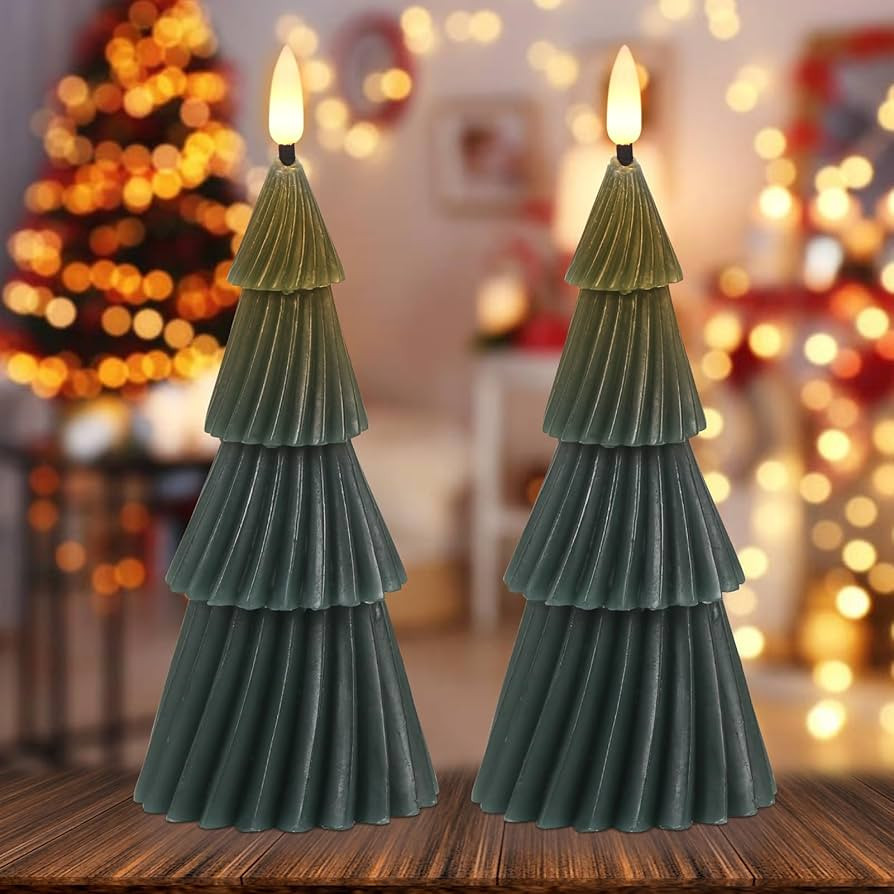 Wondise Christmas Tree Flameless Candles with 6hrs Timer, Real Wax Battery Operated 3D Wick LED C... | Amazon (US)