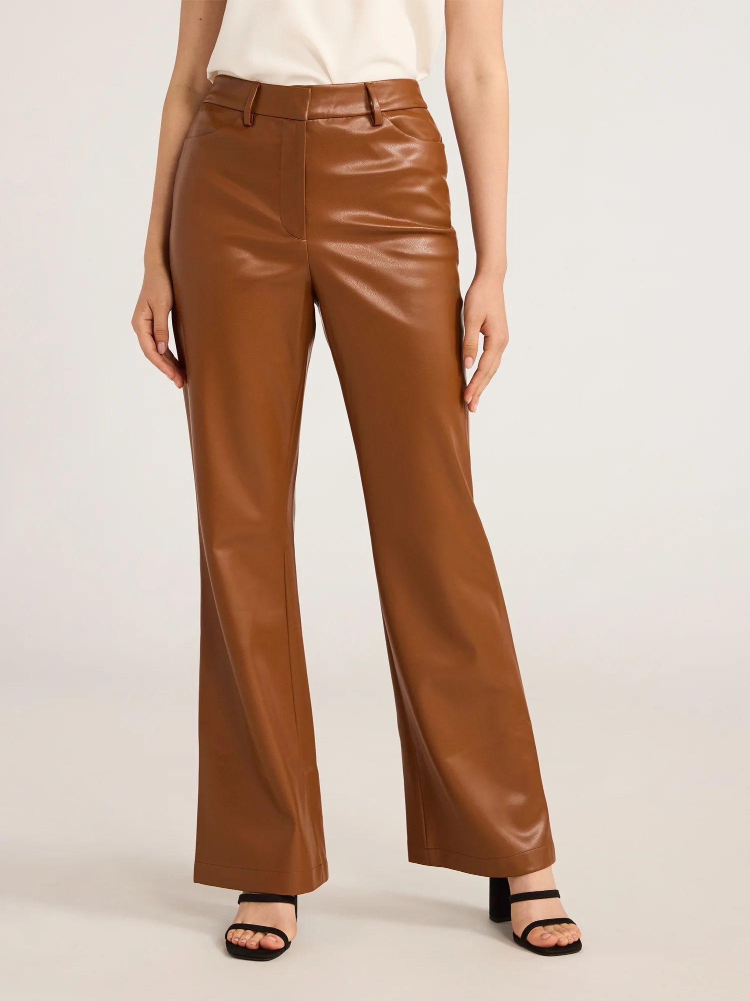 Scoop Women's Ultimate Faux Leather High Waisted Trouser Pants, 32 Inseam, Sizes 0-20 - Walmart.c... | Walmart (US)