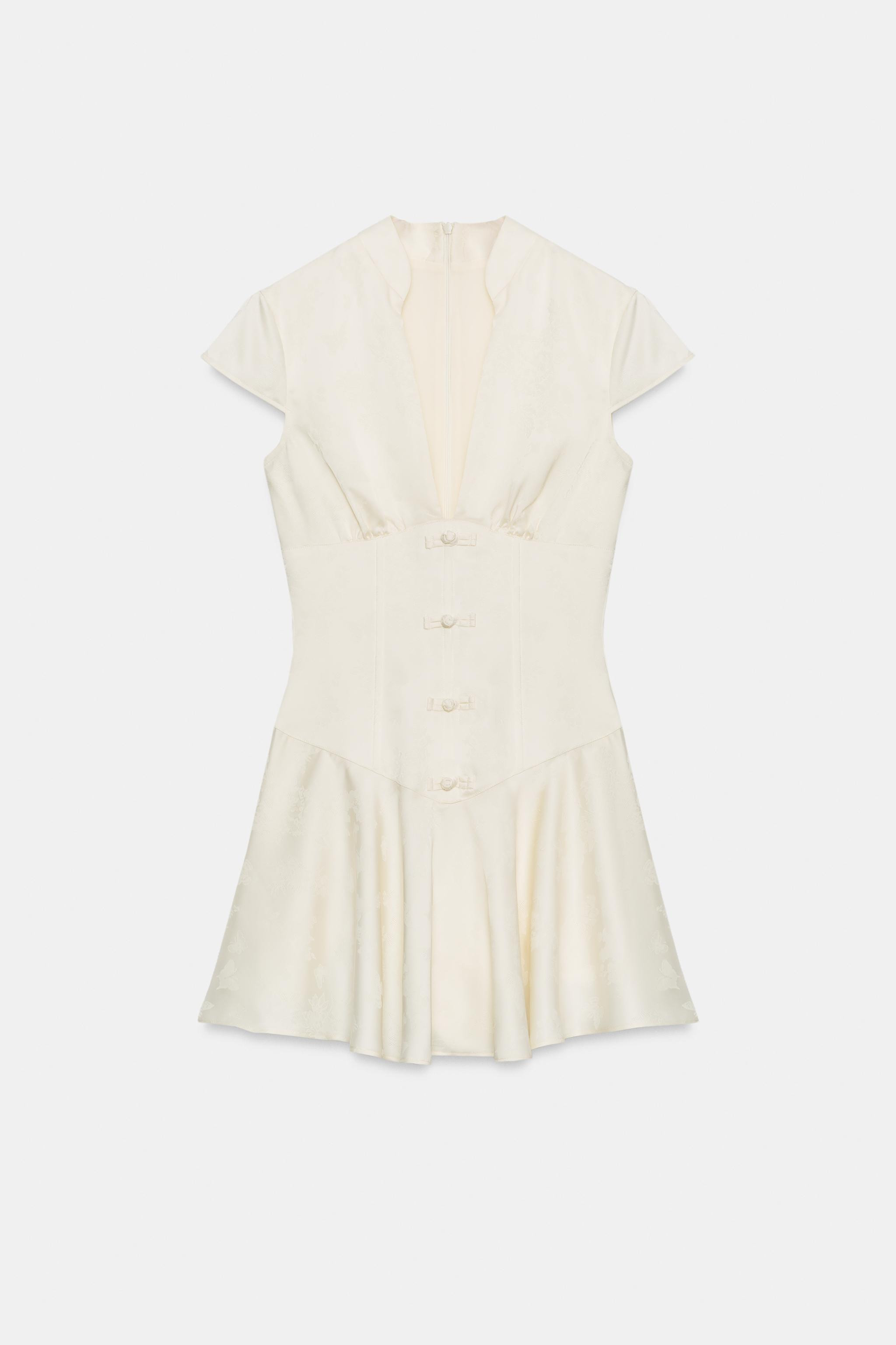 MINI SATIN JACQUARD DRESS WITH BUTTONS | Zara UK