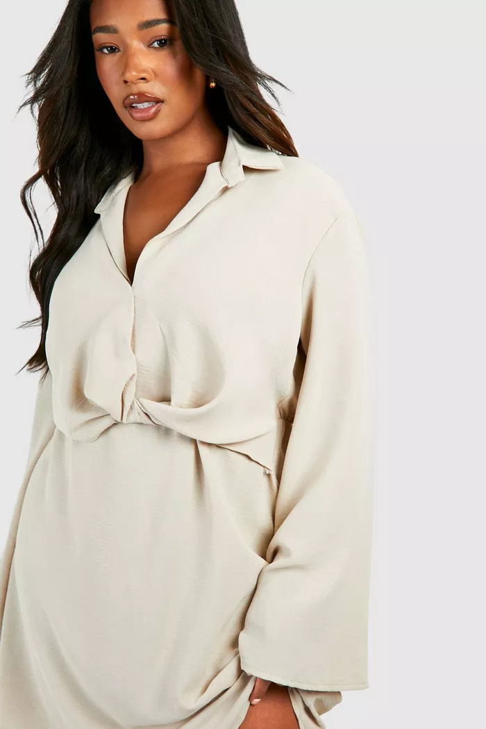 Plus Hammered Twist Front Shift Dress | boohoo (US & Canada)