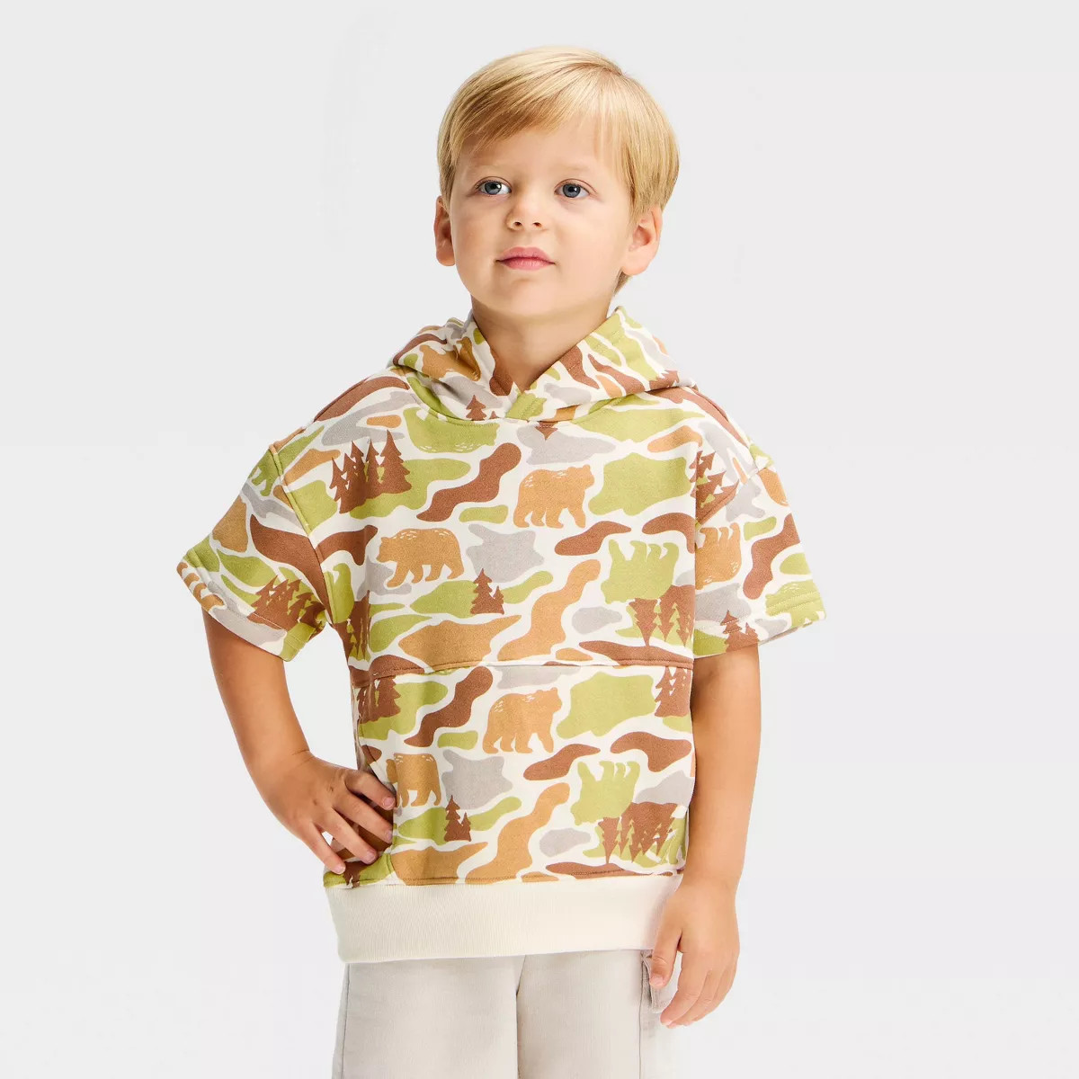 Toddler Boys' Bear Camo Fleece Oversized Pullover Hoodie - Camo 4T | Target