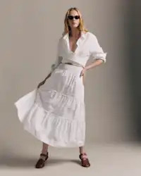 100% Organic Cotton Poplin Tiered Maxi Skirt | Quince